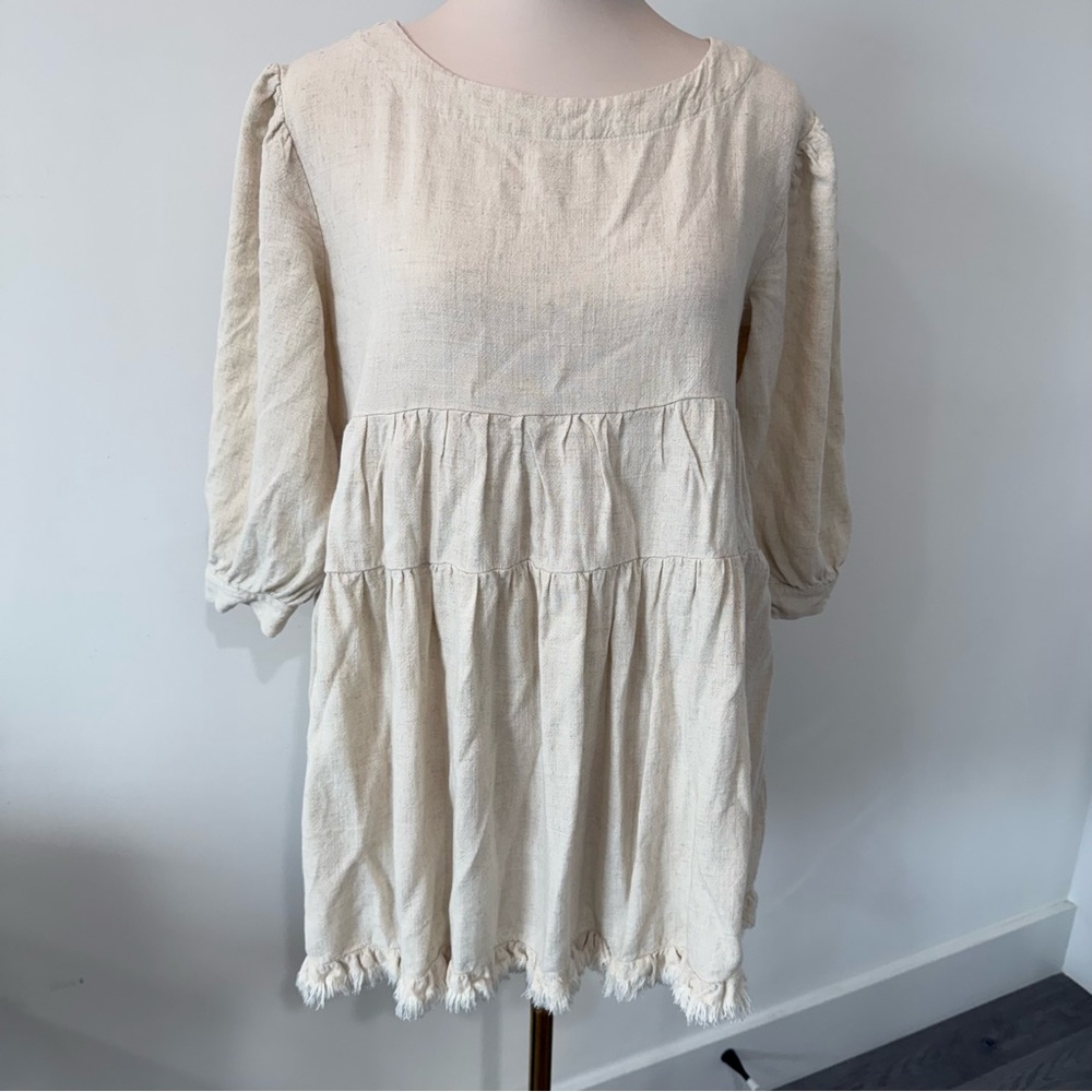 Umgee Cream Long Sleeve Dress